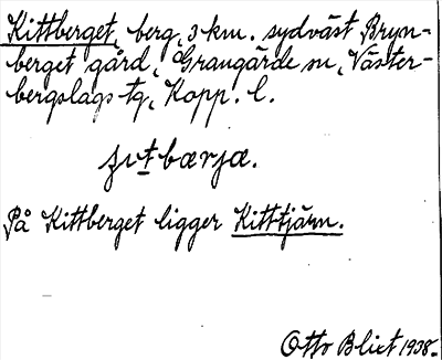 Bild på arkivkortet för arkivposten Kittberget