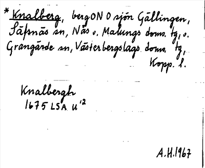 Bild på arkivkortet för arkivposten *Knalberg