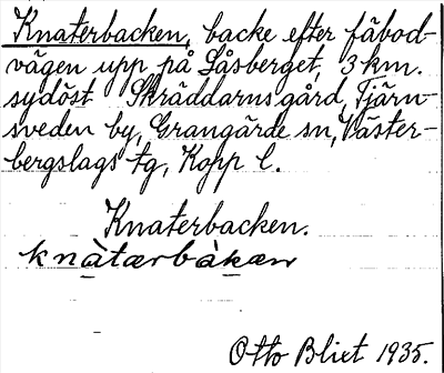 Bild på arkivkortet för arkivposten Knaterbacken