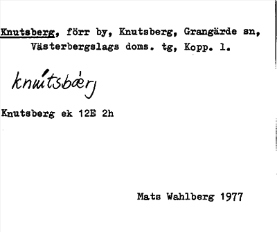 Bild på arkivkortet för arkivposten Knutsberg
