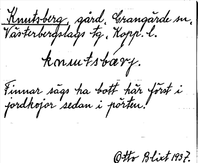 Bild på arkivkortet för arkivposten Knutsberg