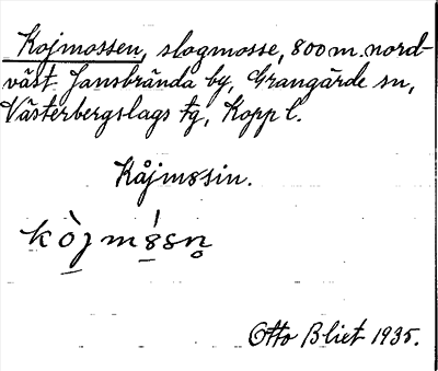 Bild på arkivkortet för arkivposten Kojmossen