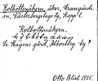Bild på arkivkortet för arkivposten Kolbottenåkern, se Hagens gård