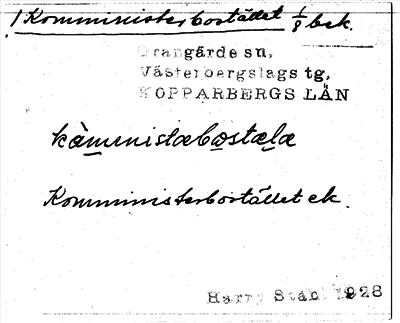 Bild på arkivkortet för arkivposten Komministerbostället