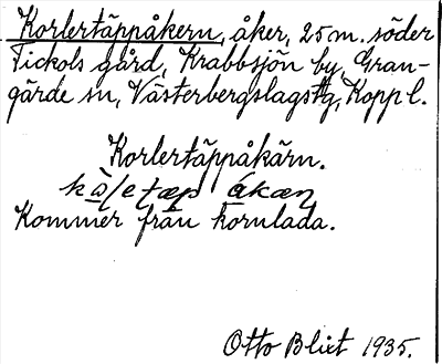 Bild på arkivkortet för arkivposten Korlertäppåkern