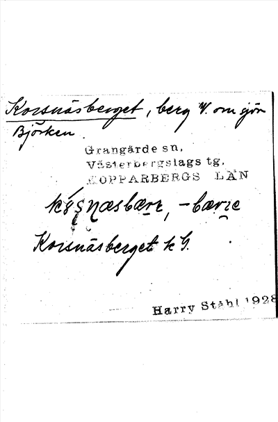 Bild på arkivkortet för arkivposten Korsnäsberget