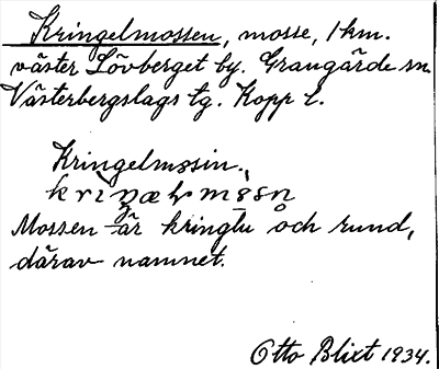 Bild på arkivkortet för arkivposten Kringelmossen