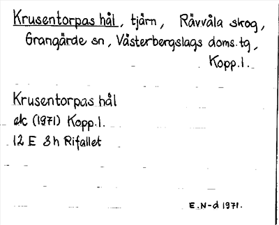 Bild på arkivkortet för arkivposten Krusentorpas hål