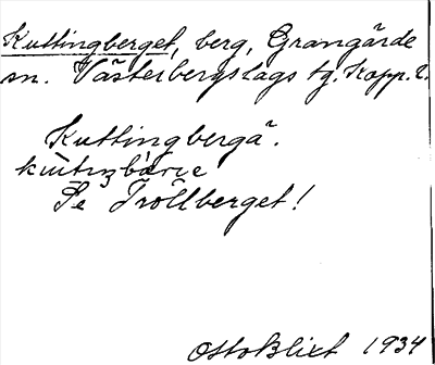 Bild på arkivkortet för arkivposten Kuttingberget, se Trollberget