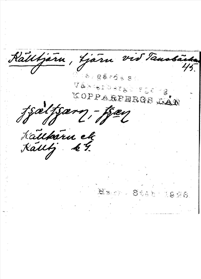 Bild på arkivkortet för arkivposten Källtjärn