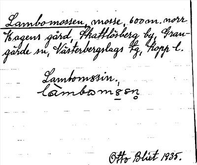 Bild på arkivkortet för arkivposten Lambomossen