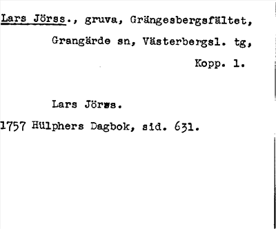 Bild på arkivkortet för arkivposten Lars Jörss.