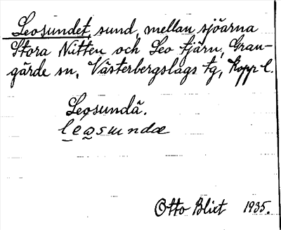 Bild på arkivkortet för arkivposten Leosundet