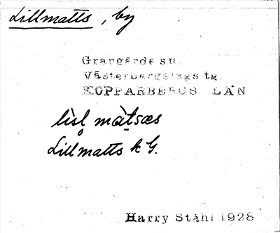 Bild på arkivkortet för arkivposten Lillmatts