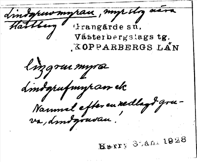 Bild på arkivkortet för arkivposten Lindgruvmyran
