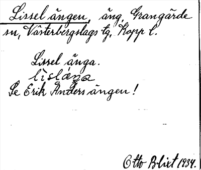 Bild på arkivkortet för arkivposten Lissel ängen, se Erik Anders ängen