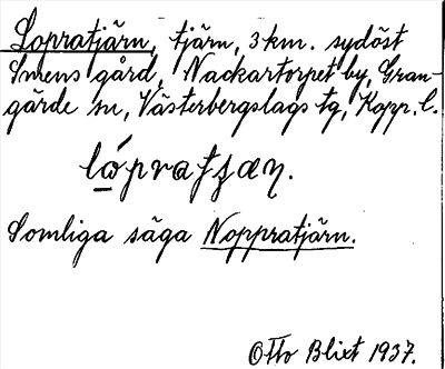Bild på arkivkortet för arkivposten Lopratjärn