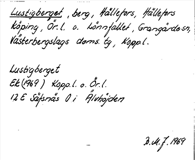 Bild på arkivkortet för arkivposten Lustigberget