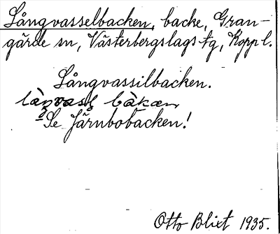 Bild på arkivkortet för arkivposten Långvasselbacken, se Järnbobäcken