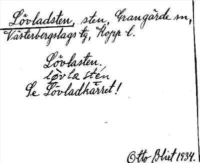 Bild på arkivkortet för arkivposten Lövladsten,se Lövladkärret