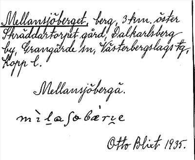 Bild på arkivkortet för arkivposten Mellansjöberget