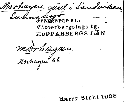 Bild på arkivkortet för arkivposten Morhagen