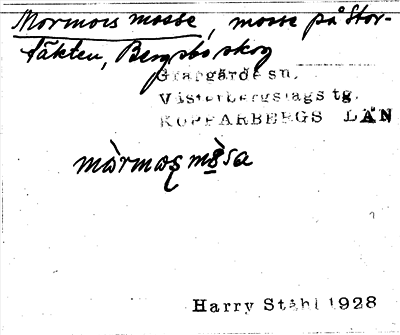 Bild på arkivkortet för arkivposten Mormors mosse