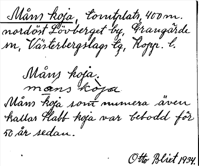 Bild på arkivkortet för arkivposten Måns koja