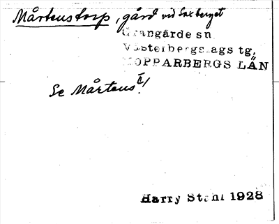 Bild på arkivkortet för arkivposten Mårtenstorp