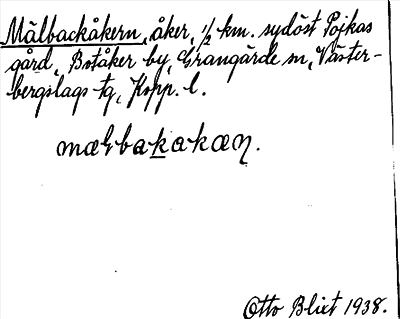 Bild på arkivkortet för arkivposten Mälbackåkern