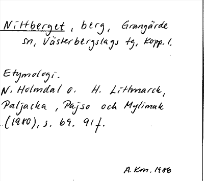 Bild på arkivkortet för arkivposten Nittberget