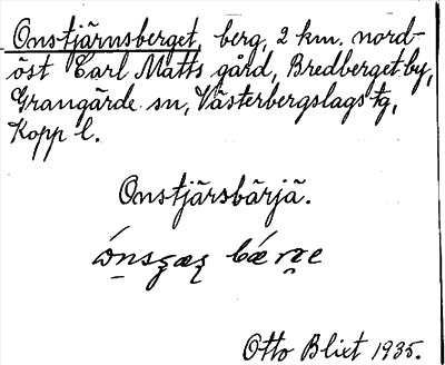 Bild på arkivkortet för arkivposten Onstjärnsberget