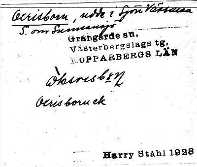 Bild på arkivkortet för arkivposten Oxrisborn