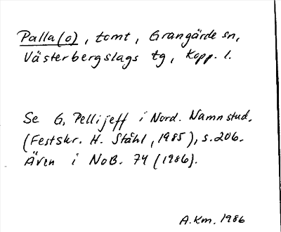 Bild på arkivkortet för arkivposten Palla(o)
