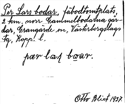 Bild på arkivkortet för arkivposten Per Lars bodar