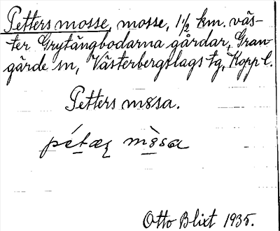 Bild på arkivkortet för arkivposten Petters mosse