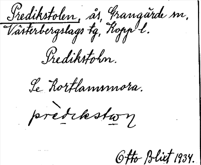 Bild på arkivkortet för arkivposten Predikstolen, se Kortlamsmora
