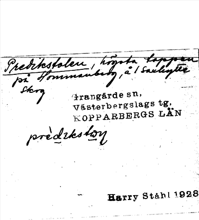 Bild på arkivkortet för arkivposten Predikstolen