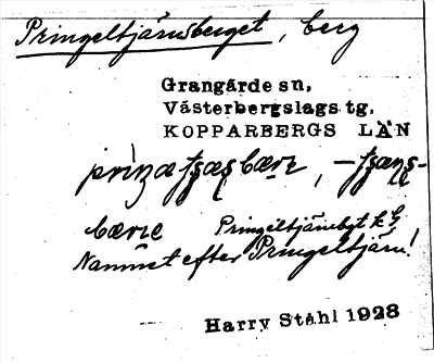 Bild på arkivkortet för arkivposten Pringeltjärnsberget