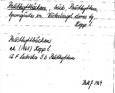 Bild på arkivkortet för arkivposten Prästhyttbäcken