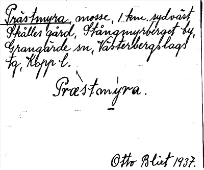 Bild på arkivkortet för arkivposten Prästmyra