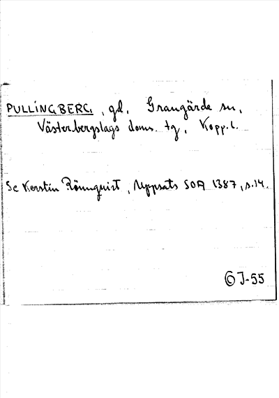 Bild på arkivkortet för arkivposten Pullingberg