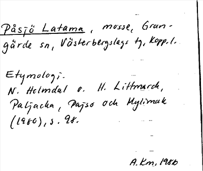 Bild på arkivkortet för arkivposten Påsjö Latama