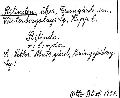 Bild på arkivkortet för arkivposten Rilinden, se Petter Mats gård
