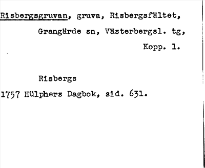Bild på arkivkortet för arkivposten Risbergsgruvan