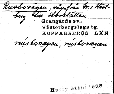 Bild på arkivkortet för arkivposten Rusbovägen