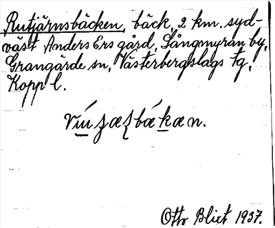 Bild på arkivkortet för arkivposten Rutjärnsbäcken