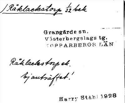 Bild på arkivkortet för arkivposten Råklackstorp