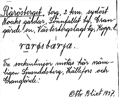 Bild på arkivkortet för arkivposten Rårösberget