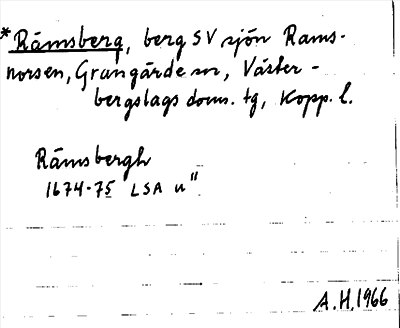 Bild på arkivkortet för arkivposten *Rämsberg